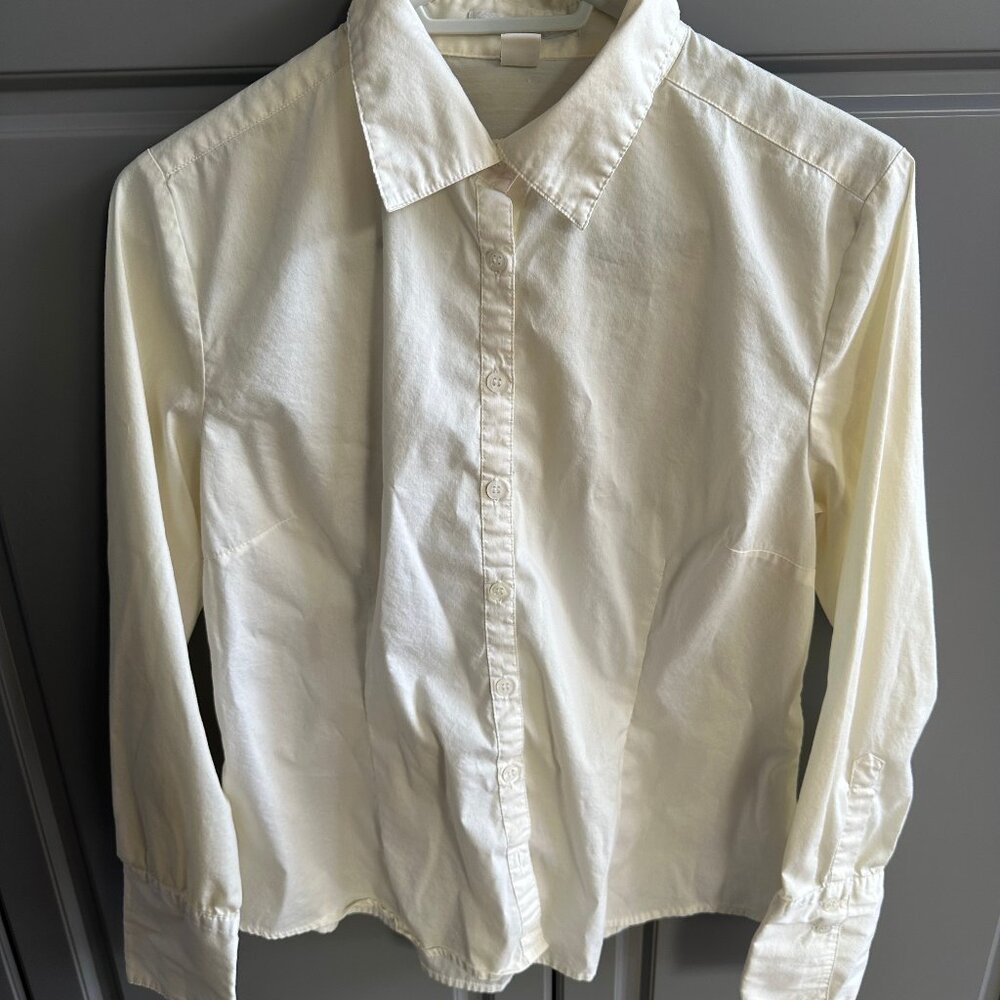 H&M White Button-Down Shirt | Size 12 | Stretch Comfort Fit